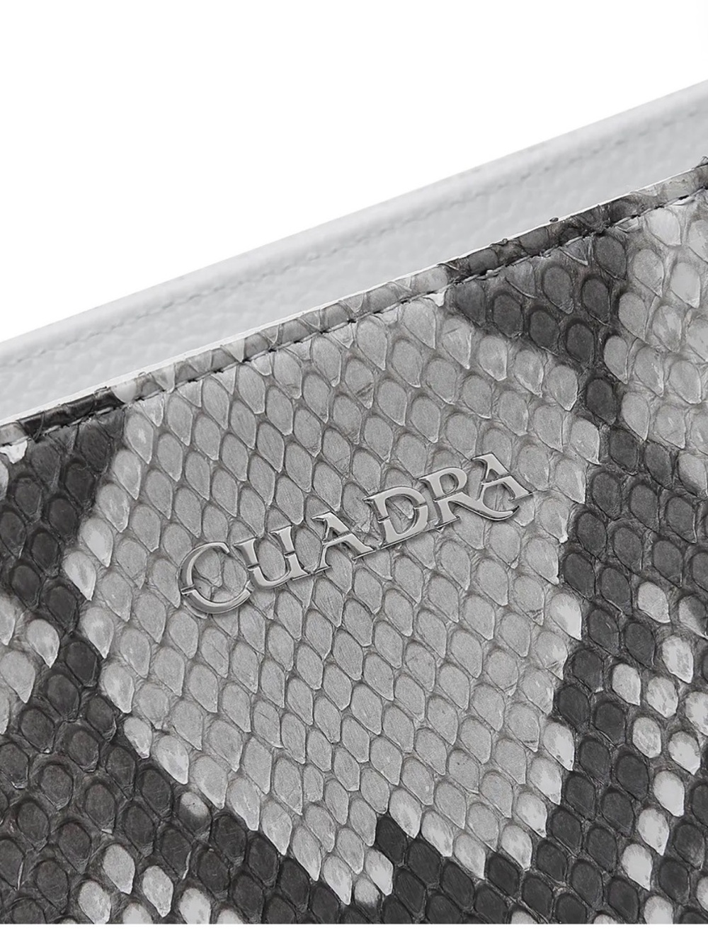 Cuadra Gray Snake-Print Leather Wristlet Clutch